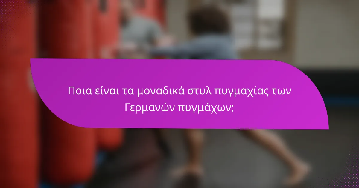 Ποια είναι τα μοναδικά στυλ πυγμαχίας των Γερμανών πυγμάχων;