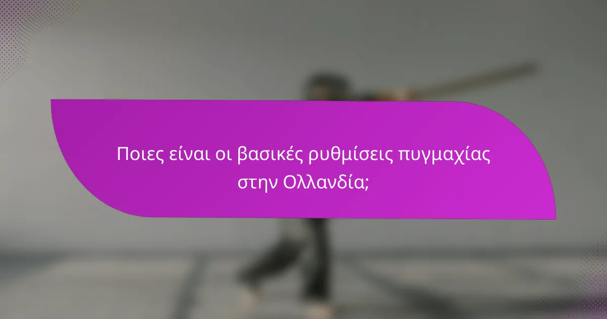 Ποιες είναι οι βασικές ρυθμίσεις πυγμαχίας στην Ολλανδία;