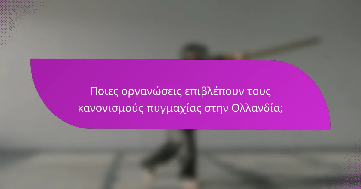 Ποιες οργανώσεις επιβλέπουν τους κανονισμούς πυγμαχίας στην Ολλανδία;
