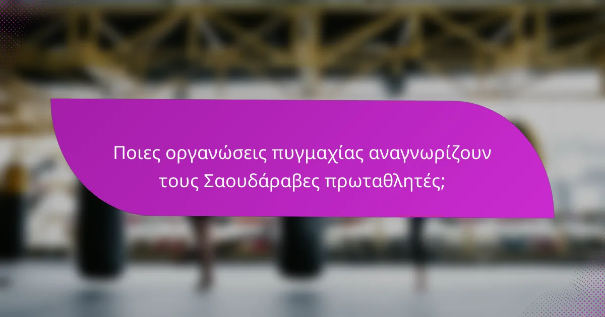 Ποιες οργανώσεις πυγμαχίας αναγνωρίζουν τους Σαουδάραβες πρωταθλητές;
