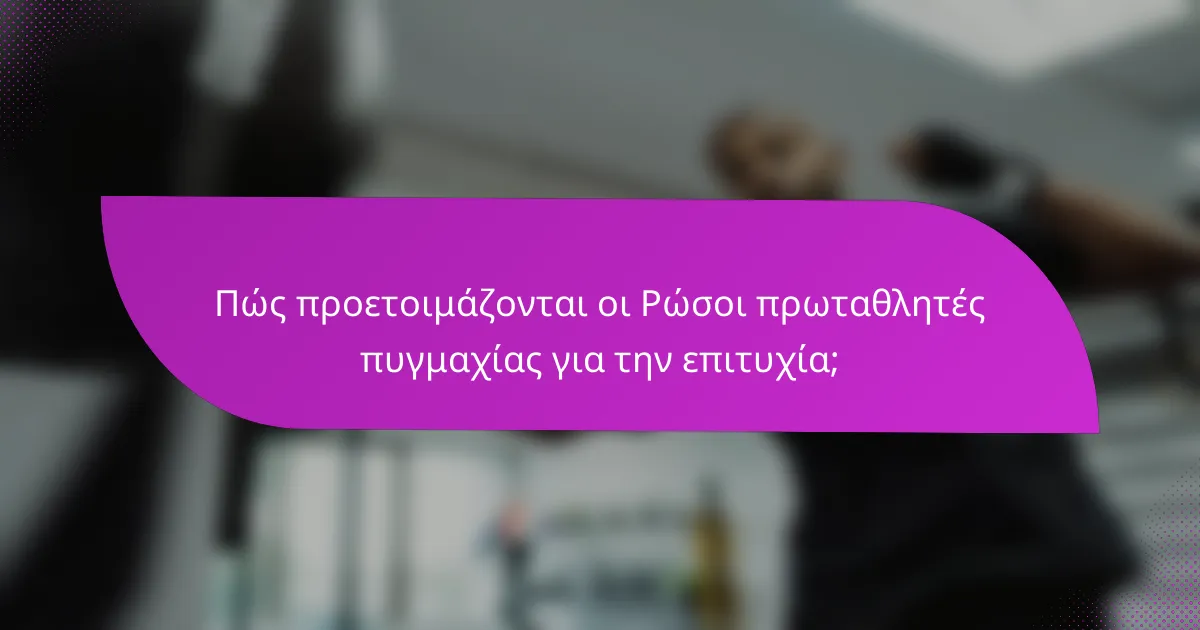 Πώς προετοιμάζονται οι Ρώσοι πρωταθλητές πυγμαχίας για την επιτυχία;